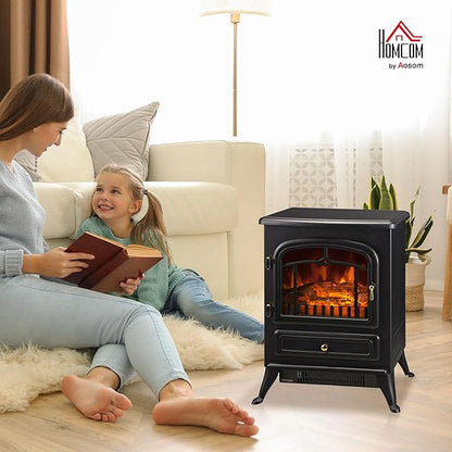 HOMCOM 22" Electric Fireplace Heater, Freestanding Fire Place Stove - Image 2