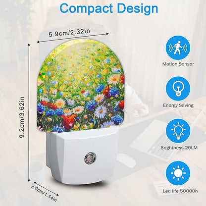 YESPOAK Night Light, Retro Abstract Daisy Night Lights Plug Into Wall Dusk to - Image 2