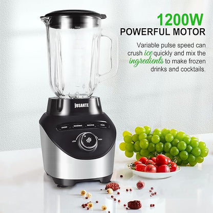 Professional Blender with 1200 Watts and 64 oz Glass Jar Kitchen Countertop - Image 5
