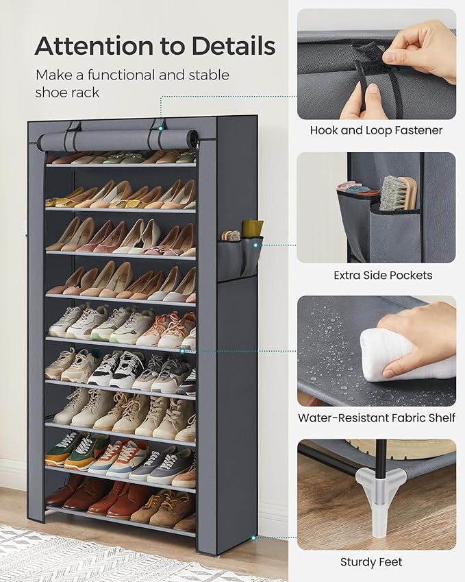 SONGMICS 10-Tier Shoe Rack, Shoe Storage Cabinet - Image 6