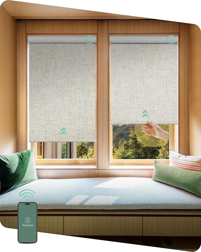 Yoolax Motorized Shades Dual Control, MotionFlex Motorized Roller Shades by Yoolax
