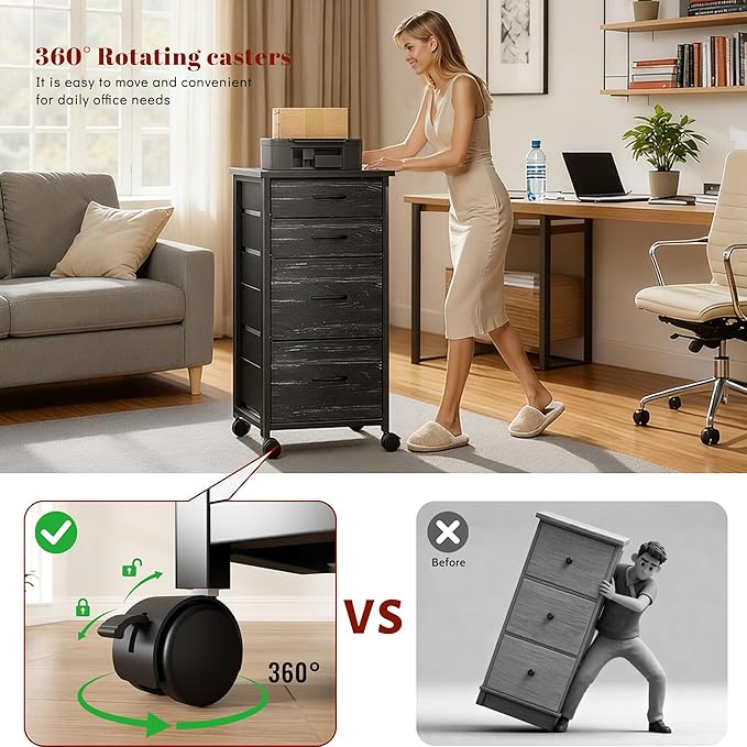 4 Drawers Mobile File Cabinet Vertical Filing Cabinet - Image 5