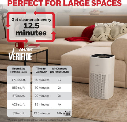 honeywell allergen plus 4-in-1 hepa air purifier for, side view
