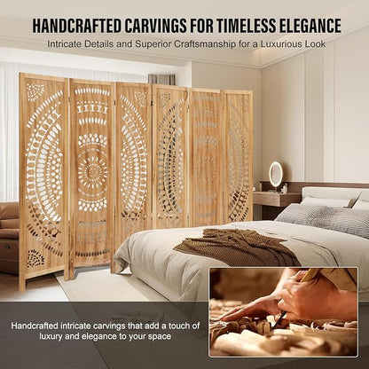 ALeesing 6 Panel Wood Room Divider Fully Assembled, Decorative Room Dividers - Image 4