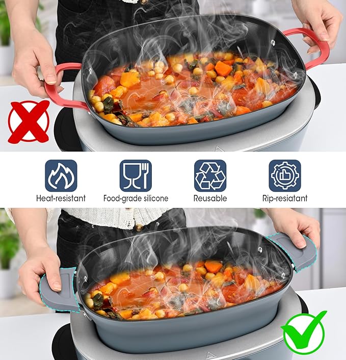 For Ninja Crockpot Slow Cooker Silicone Pot Handle Cover, - Image 4