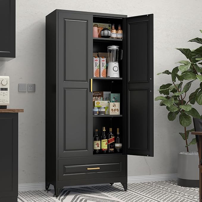 75" Tall Metal Storage Cabinet, Kitchen Pantry Storage Cabinets - Image 2