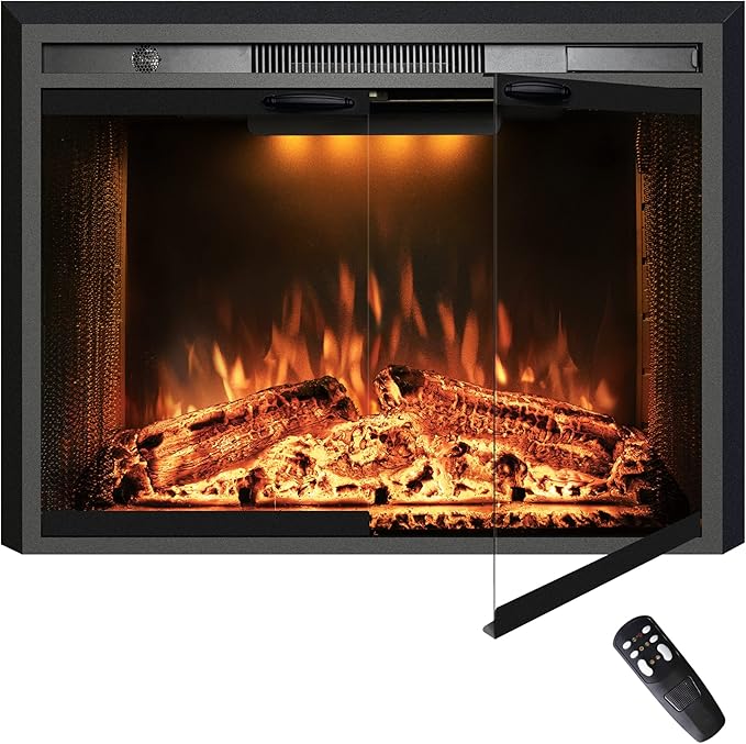 36 Inches Electric Fireplace Insert, 750W/1500W Fireplace Heater by Velaychimney