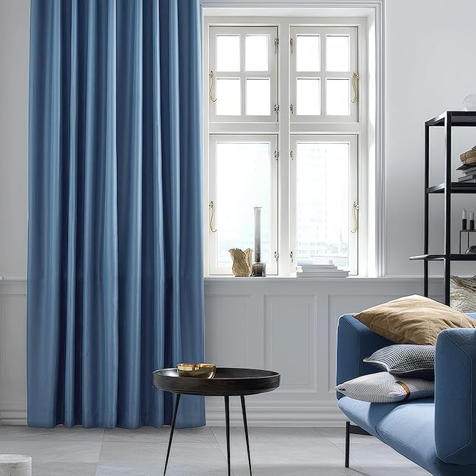 FMFUNCTEX Velvet Blackout Curtains Blue Thermal Insulated Curtains - Image 7
