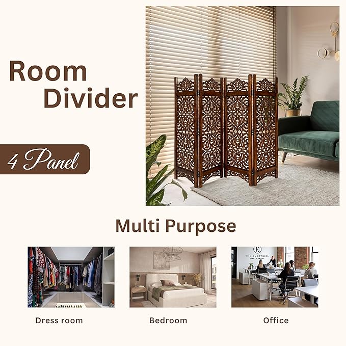 Lightnpro 4-Panel Wood-Heart Room Divider 64" × 48" - Image 4