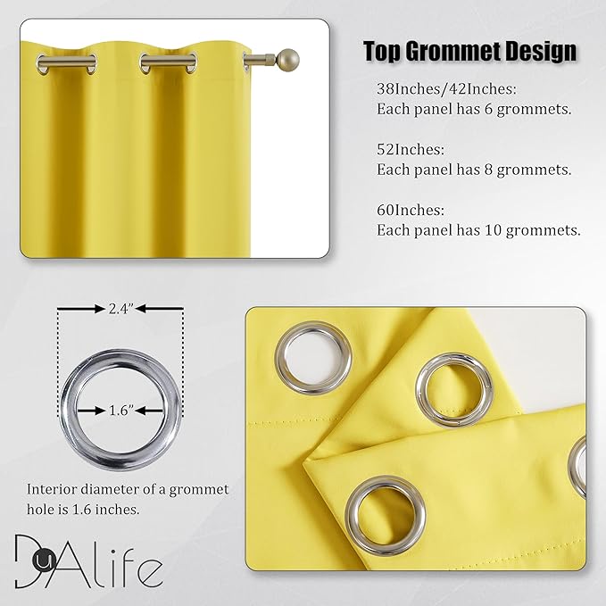 DUALIFE Yellow Blackout Curtains - Image 3