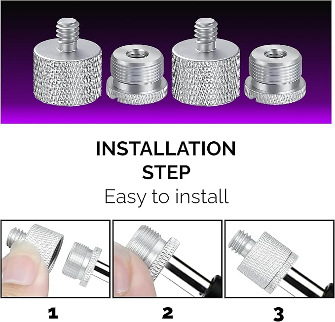 IXTECH Mic Stand Adapter Set 8 pieces Metal Microphone Stand Screw Thread - Image 3
