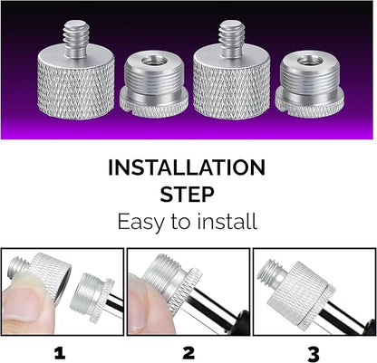 IXTECH Mic Stand Adapter Set 8 pieces Metal Microphone Stand Screw Thread - Image 3