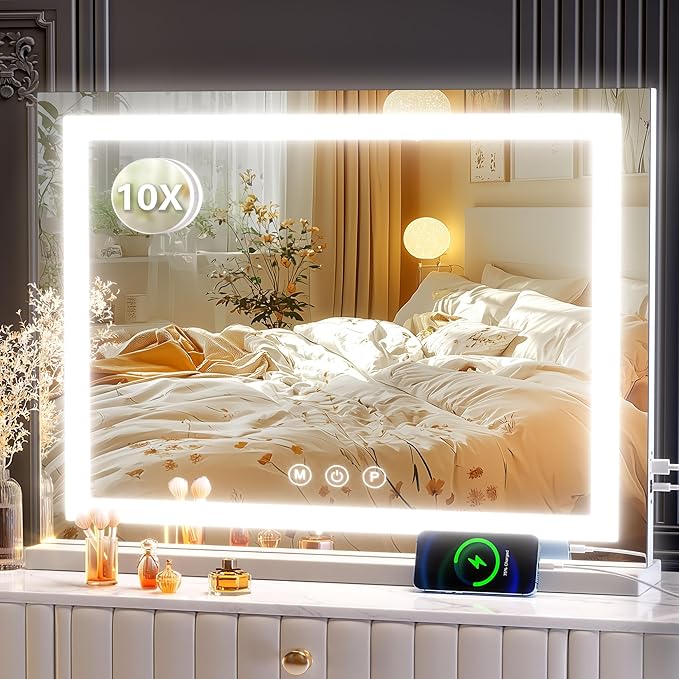 Makeup Vanity Mirror 24" x 19" Large LED Makeup Mirror, Desk Mirorr by Gvnkvnlightupyourhome