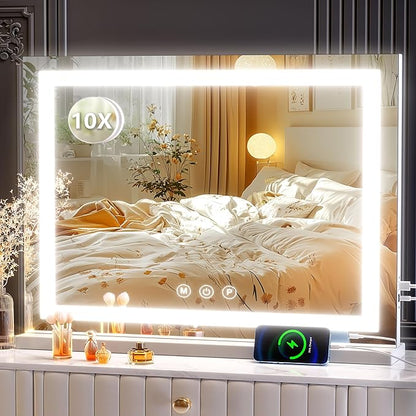 Makeup Vanity Mirror 24" x 19" Large LED Makeup Mirror, Desk Mirorr by Gvnkvnlightupyourhome