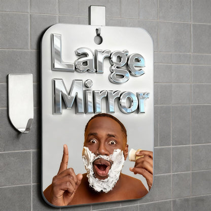 Thicken Shower Mirror Fogless for Shaving,(Medium 8.20x6.23 Inch) Anti Fog Shaving Mirror Holder NO-Drilling, No Fog Free Waterproof,Medium Wall Mounted Bathroom Accessories Camping Hanging Men