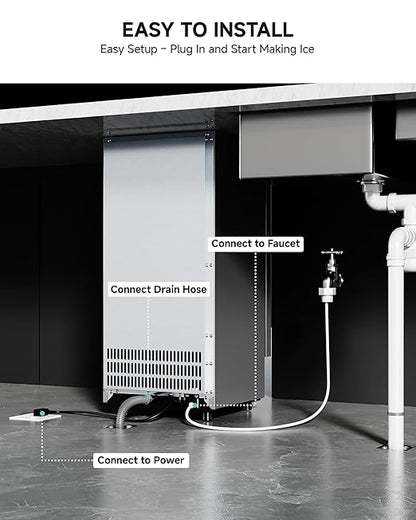 EUHOMY Under Counter Nugget Ice Maker, 49 lbs/Day Built-in or Freestanding Ice - Image 7