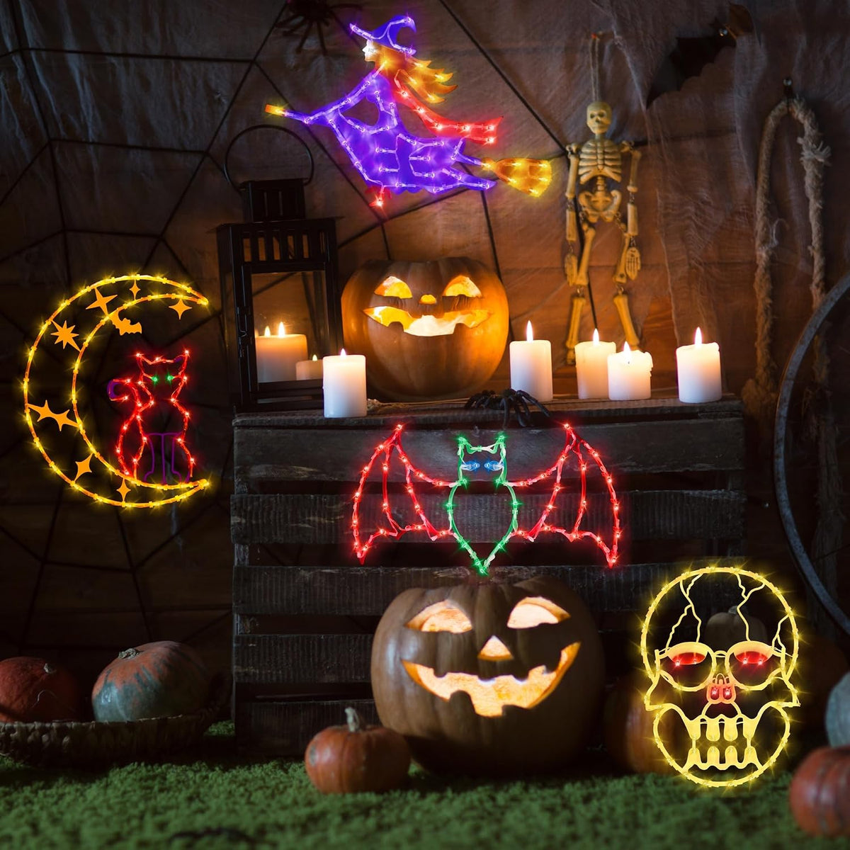 TRWYMZ Halloween Decorations - 16" Halloween Window Silhouette Lights
