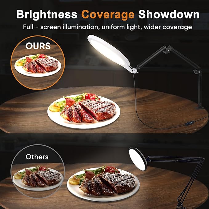 Desk Ring Light, 360°Rotate & Flexible Height Full-Screen Overhead Ringlight - Image 2