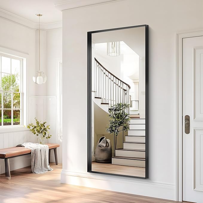 Black Bathroom Mirror, 72x30 Inch Rectangular Deep Frame Mirror, Large Wall - Image 7
