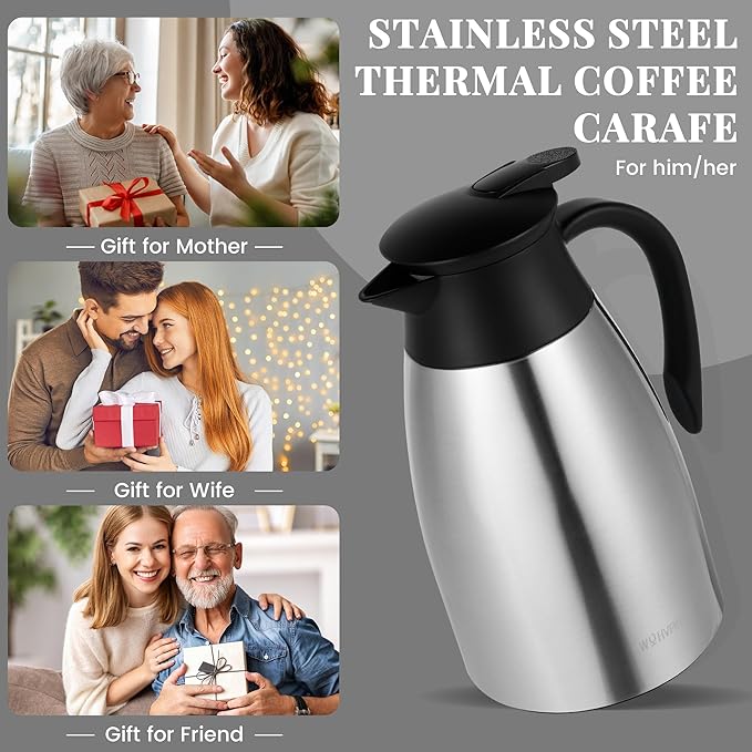 51 Oz Thermal Coffee Carafe, Stainless Steel Insulated Vacuum coffee crafts to - Image 7