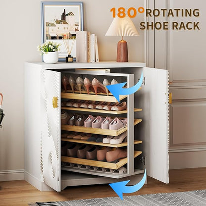 Vlsrka Shoe Cabinet Storage for Entryway, 6-Tier Rotating Shoe Cabinet - Image 5
