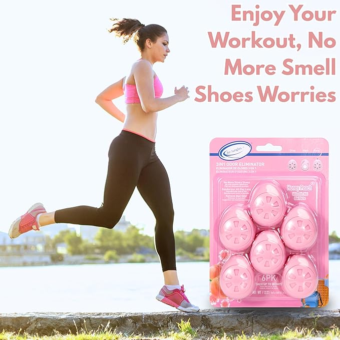 Air Jungles Shoe Deodorizer Balls 6 Ct, Honey Peach Scent, Odor Remover Balls - Image 4