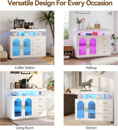 40" LED Buffet Cabinet with Charging Station, Auto Sensor Kitchen Storage - Image 6