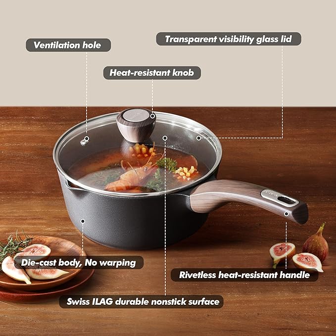 SENSARTE 1.5 & 2.5 Quart Sauce Pan Sets - Image 8