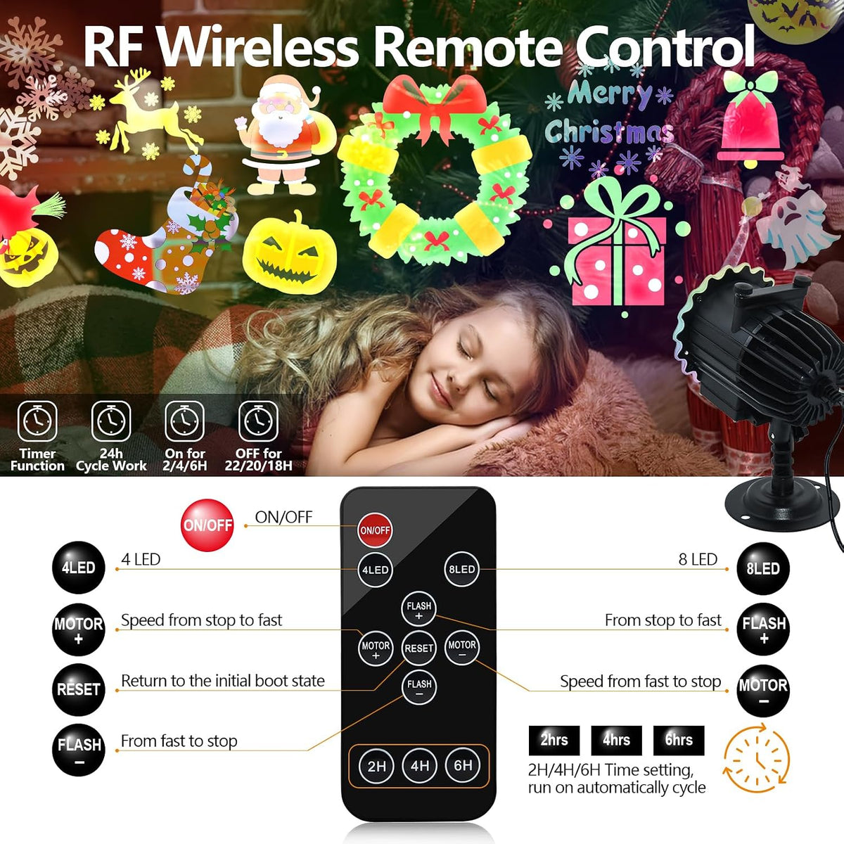 Halloween Projector Lights Outdoor, 8 Images Mode Halloween Lights Projector ...