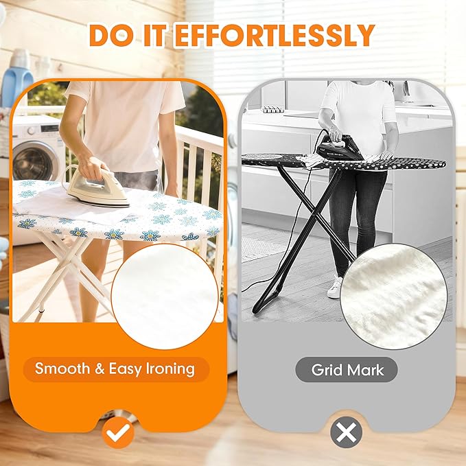 Ironing Board Cover and Pad, 18x49 Extra Wide Thick Iron Padding, Scorch & - Image 4