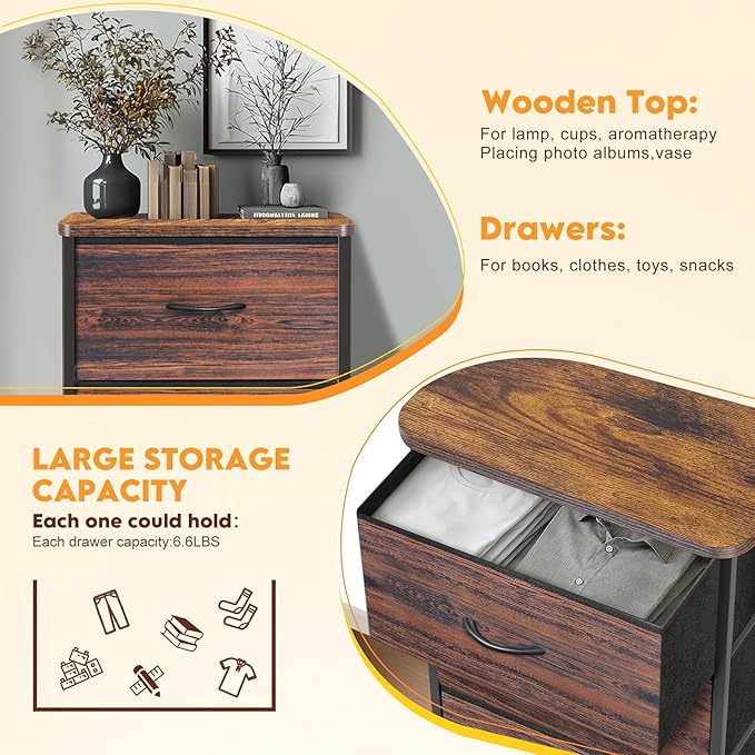 Curved Profile Dresser for Bedroom，4 Fabric Drawer Dresser - Image 5