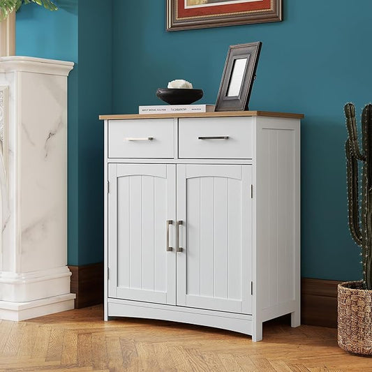 Buffet Cabinet with Storage, Coffee Bar Cabinet 26 x 30 Inches, Oak Top by VANIRROR