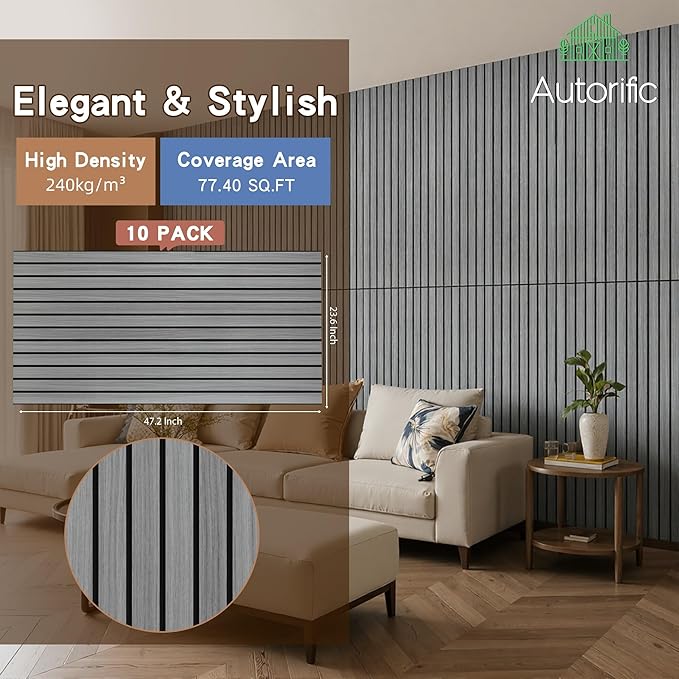 AUTORIFIC Wood Veneer Sound Panels, 10 Pack 47.2”x23.6” Wall Panels, Decorative - Image 2