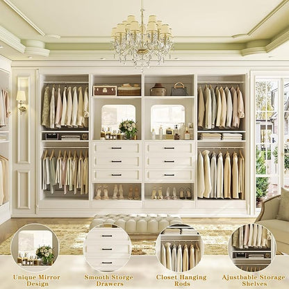 Unikito Closet System with Drawers, 100” Wood Closet Organizer with Hanging - Image 4