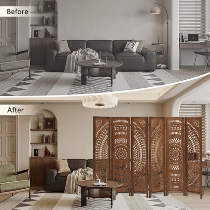 ALeesing 6 Panel Wood Room Divider Fully Assembled, Decorative Room Dividers - Image 6
