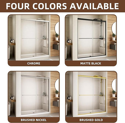 Shower Door, 44-48" W x 70" H Semi-Frameless Double Sliding Glass Shower Door - Image 8