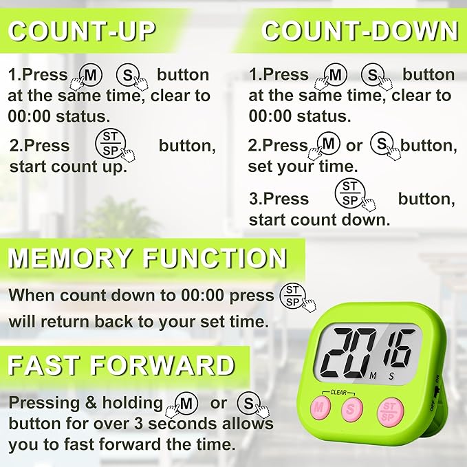 ZILLEEN Classroom Timer for Kids Teachers 6 Pack Digital Timers - Image 8