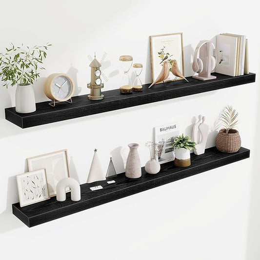 Fun Memories 55 Inch Floating Shelves Bedroom, Large Extra Floating Shelf Set by FunMemories