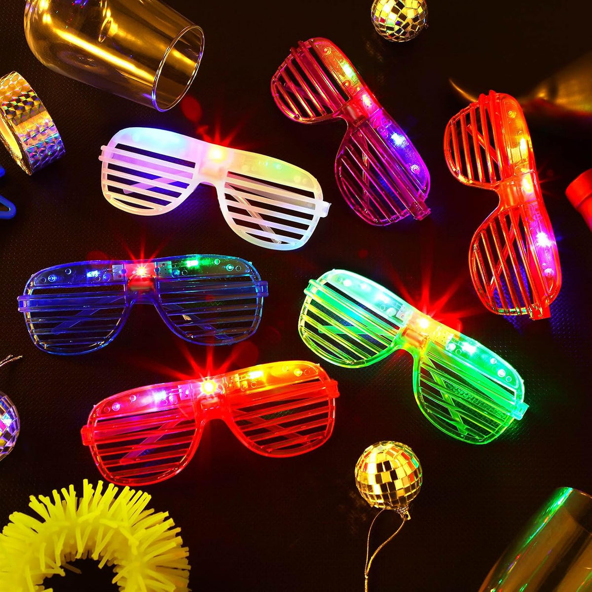 Honoson 102 Pcs LED Light Up Glasses, Glow Shutter Glasses, Glow in the Dark ...