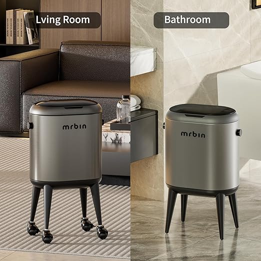 MRBIN Stainless Steel Slim Bathroom Motion Sensor Trash Can - Image 3