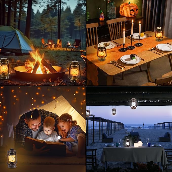 2 Pack Bronze Vintage 4 Modes Light LED Lanterns，Rechargeable Dancing Flame - Image 5