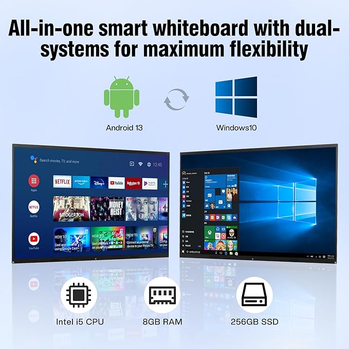 75" 4K UHD Interactive Smart WhiteBoard, Touchscreen Digital Whiteboard - Image 2