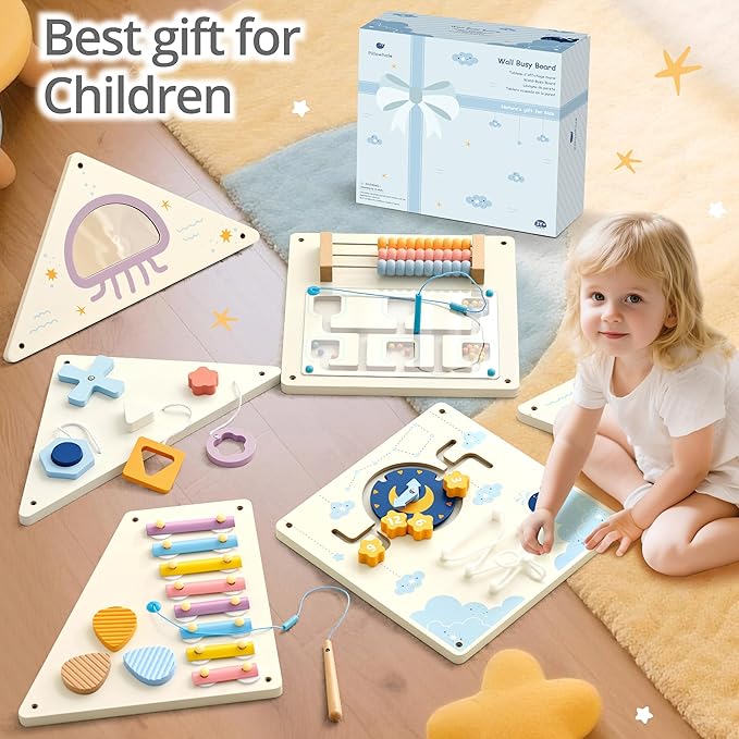 Tangram Activity Wall Busy Board Panels, 12-in-1 Learning Activity Center - Image 8
