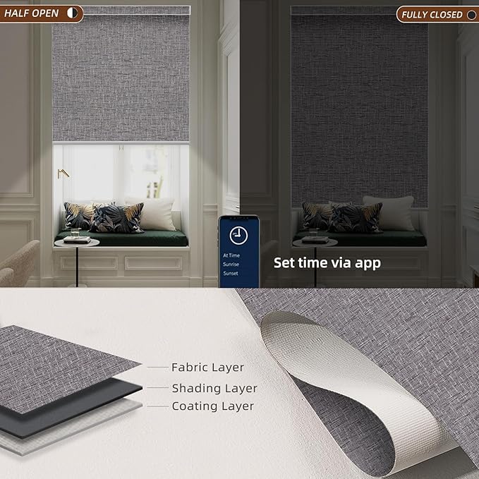 Motorized Roller Shade: Blackout, Electric Blinds, Compatible - Image 2