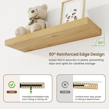 30in Floating Shelves for Wall, 2 Pack Long Wall Mounted Engineered Wood Shelves - Image 5
