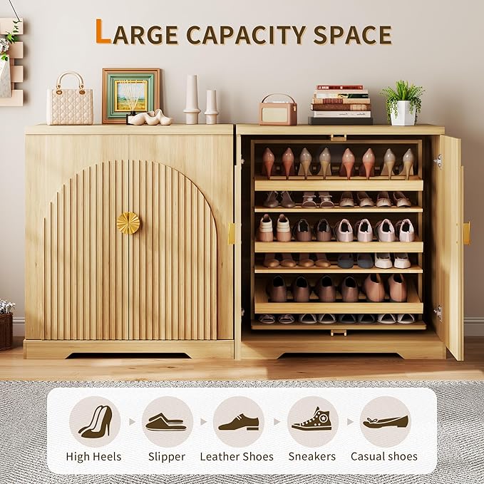 Vlsrka Shoe Cabinet Storage for Entryway, 6-Tier Rotating Shoe Organizer Cabinet - Image 4