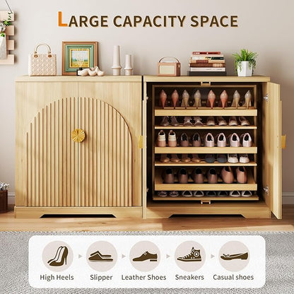 Vlsrka Shoe Cabinet Storage for Entryway, 6-Tier Rotating Shoe Organizer Cabinet - Image 4