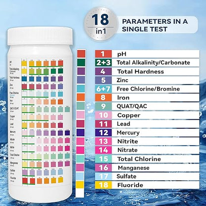 All-New 18 in1 Drinking Water Test Kit-125 Water Quality Test Strips - Image 2