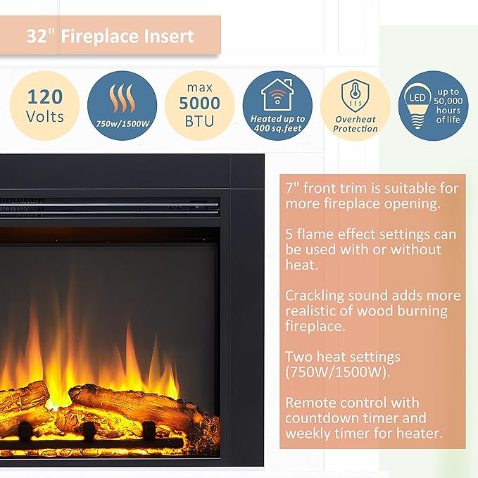 Legend Flame LegendFlame Jaden 32'' W x 25'' H Electric Fireplace Insert - Image 3
