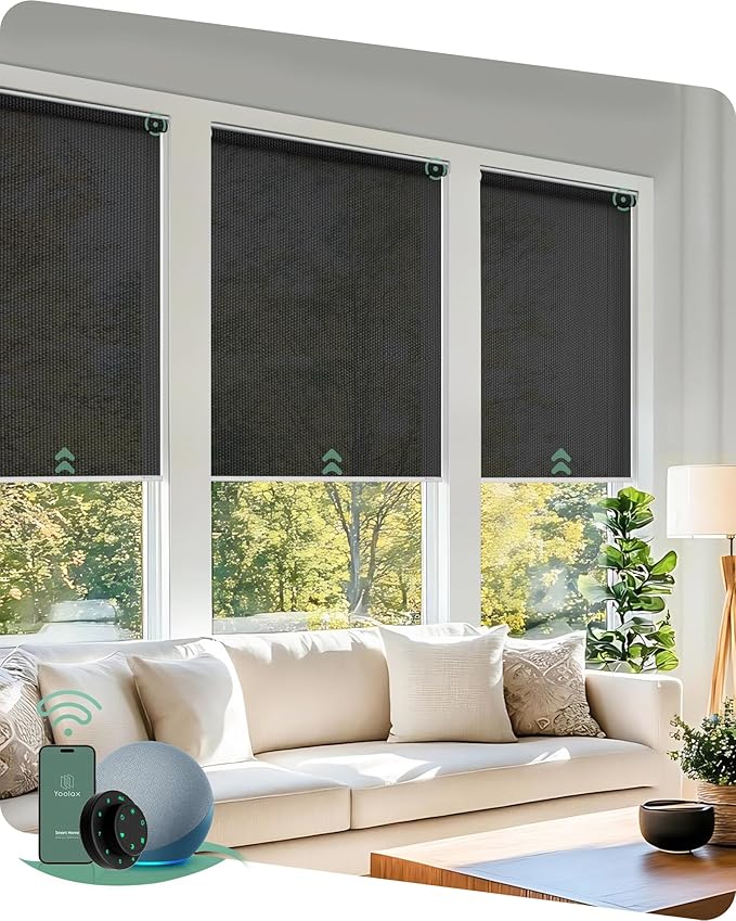 Yoolax Motorized Solar Shades, Flame Resistat Smart Blinds by Yoolax